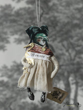 Laden Sie das Bild in den Galerie-Viewer, Spun Cotton Ornament Songbird Girl &quot;Alsace&quot; with Stork