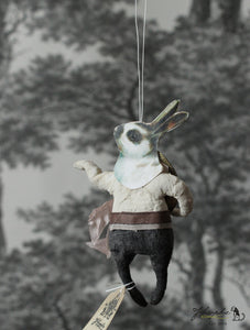 Spun Cotton Ornament Spotted Bunny with Moon