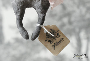 Spun Cotton Ornament Spotted Bunny with Moon
