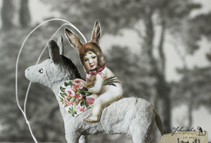 Spun Cotton Ornament Donkey with Rider
