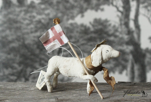 Spun Cotton Ornament Easter Lamb with Flag