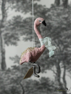 Spun Cotton Ornament Flamingo