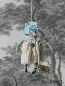 Spun Cotton Ornament Songbird Granny with Green Pompom