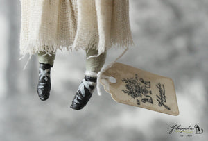 Spun Cotton Ornament Songbird Granny with Green Pompom