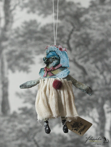 Spun Cotton Ornament Songbird Granny with Red Pompom