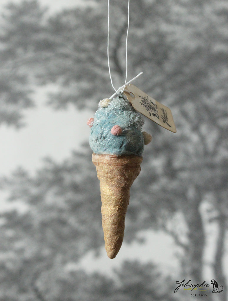 Spun Cotton Ornament Ice Cream Mint
