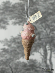 Spun Cotton Ornament Ice Cream Pink