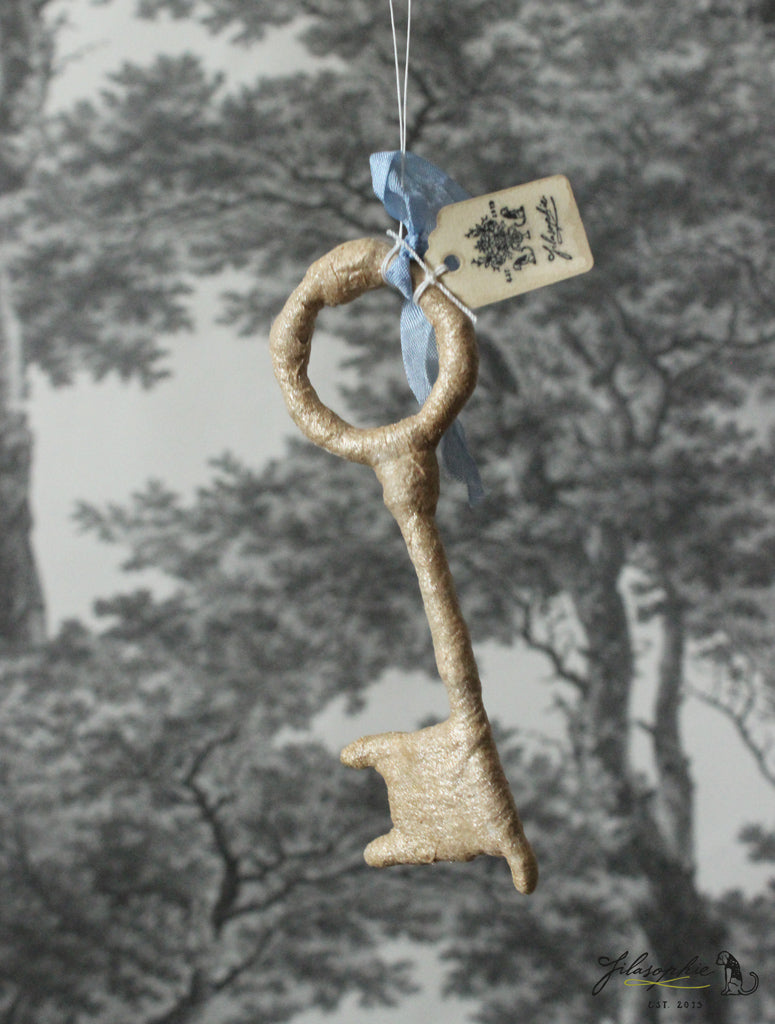 Spun Cotton Ornament Key Gold