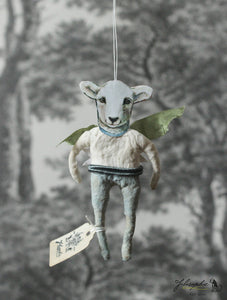 Spun Cotton Ornament Lamb with Bell