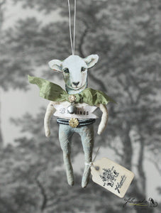 Spun Cotton Ornament Lamb with Bell