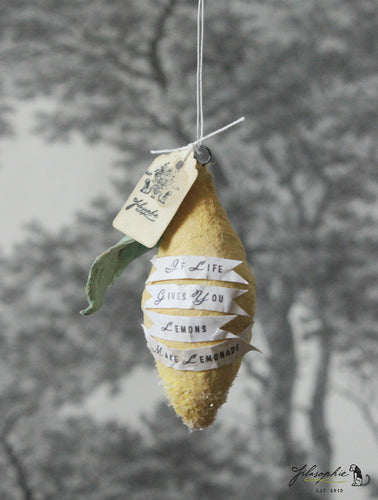 Spun Cotton Ornament Lemon with Quote