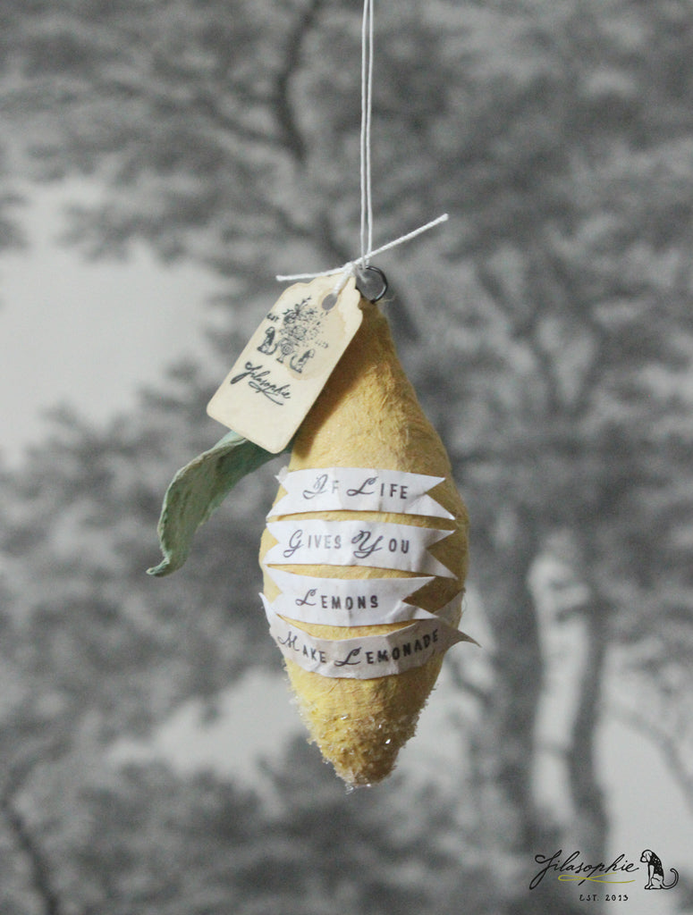 Spun Cotton Ornament Lemon with Quote