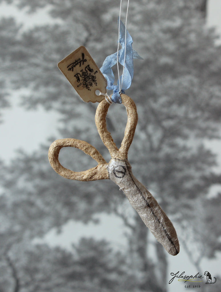 Spun Cotton Ornament Scissors Gold