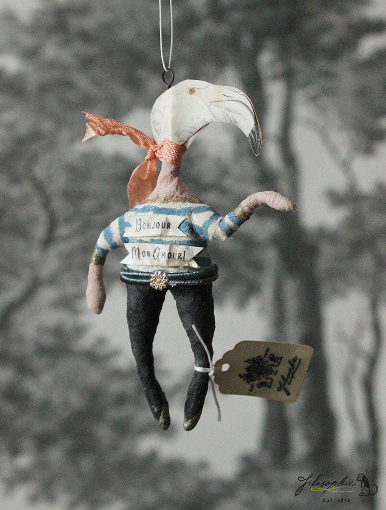 Spun Cotton Ornament Monsieur Flamingo Bonjour