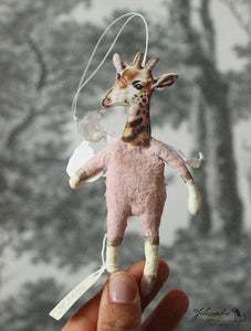 Spun Cotton Ornament Giraffe "Cake"