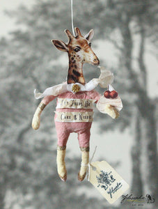 Spun Cotton Ornament Giraffe "Cake"