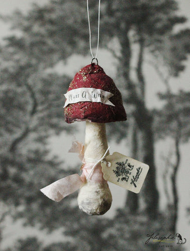 Spun Cotton Ornament Red Mushroom 