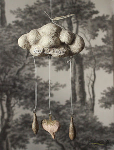 Spun Cotton Ornament Cloud "Love"