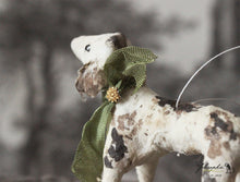 Laden Sie das Bild in den Galerie-Viewer, Spun Cotton Ornament Dog with Green Ribbon