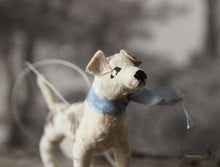 Laden Sie das Bild in den Galerie-Viewer, Spun Cotton Ornament Dog Terrier with Blue Ribbon