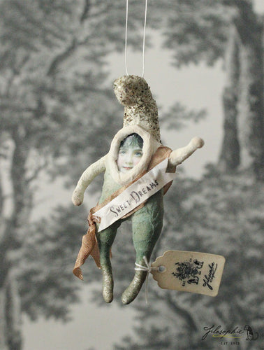 Spun Cotton Ornament Green Elf