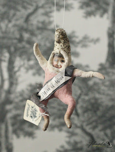 Spun Cotton Ornament Pink Elf