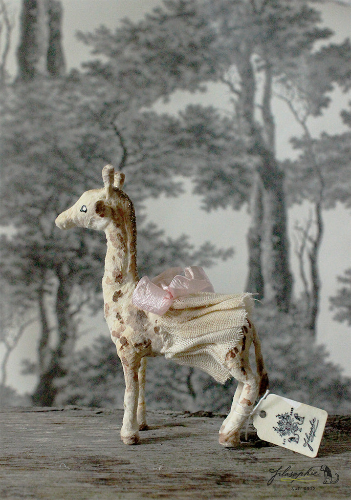 Spun Cotton Standing Figure Giraffe with Tutu Skirt