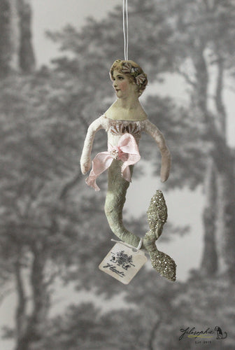 Spun Cotton Ornament Green Mermaid