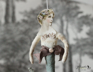 Spun Cotton Ornament Mint Mermaid
