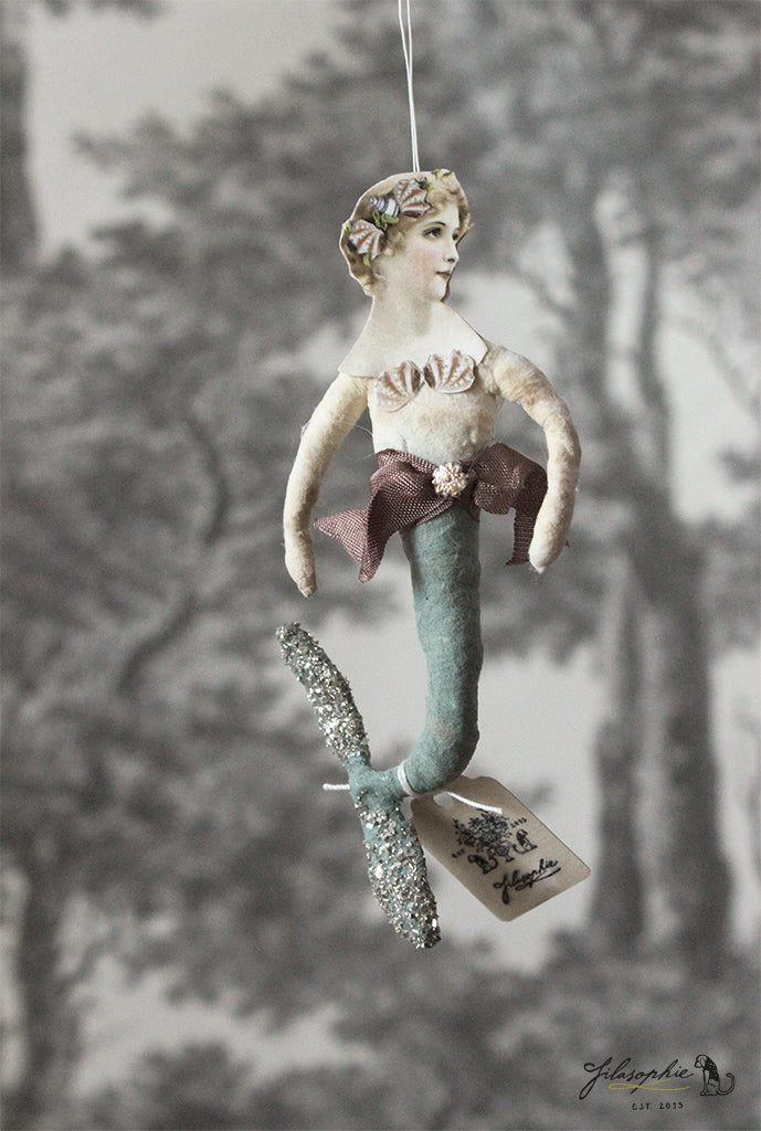 Spun Cotton Ornament Mint Mermaid