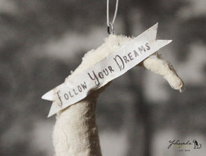 Spun Cotton Ornament Moon "Follow Your Dreams"