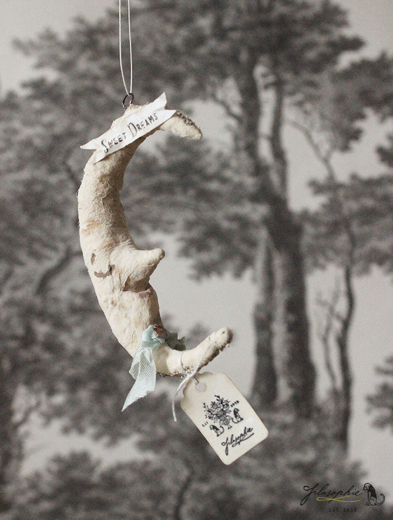 Spun Cotton Ornament Moon 