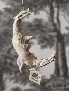 Spun Cotton Ornament Moon "Love"
