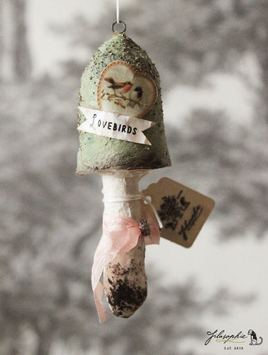 Spun Cotton Ornament Green Mushroom 