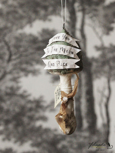 Spun Cotton Ornament Green Mushroom 