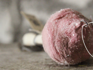 Spun Cotton Ornament Pink Mushroom "Liebe" with Owl