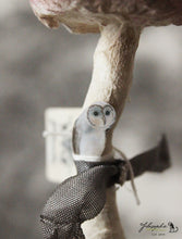 Laden Sie das Bild in den Galerie-Viewer, Spun Cotton Ornament Pink Mushroom &quot;Liebe&quot; with Owl