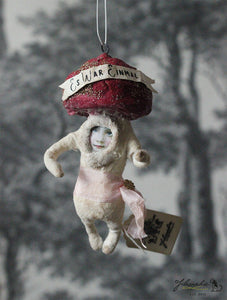 Spun Cotton Ornament Red Chubby Mushroom