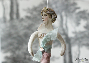Spun Cotton Ornament Pink Mermaid