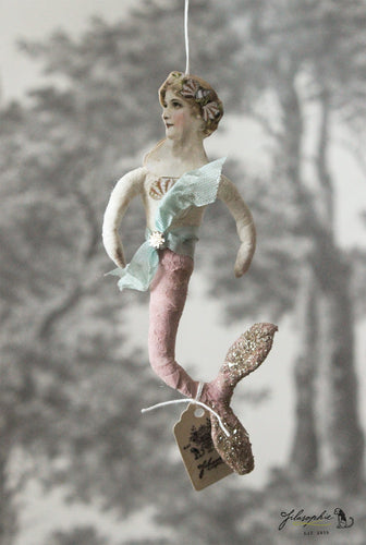 Spun Cotton Ornament Pink Mermaid
