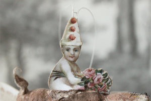 Spun Cotton Ornament  Jumping Hare with Baby
