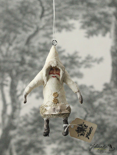 Spun Cotton Christmas Ornament White Santa