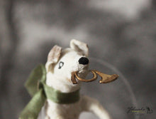 Laden Sie das Bild in den Galerie-Viewer, Spun Cotton Sitting Dog Terrier with Hunting Horn