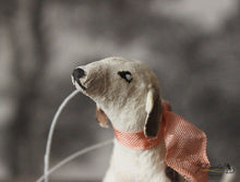 Laden Sie das Bild in den Galerie-Viewer, Spun Cotton Ornament Sitting Dog with Peach Ribbon