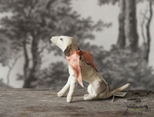 Laden Sie das Bild in den Galerie-Viewer, Spun Cotton Ornament Sitting Dog with Peach Ribbon