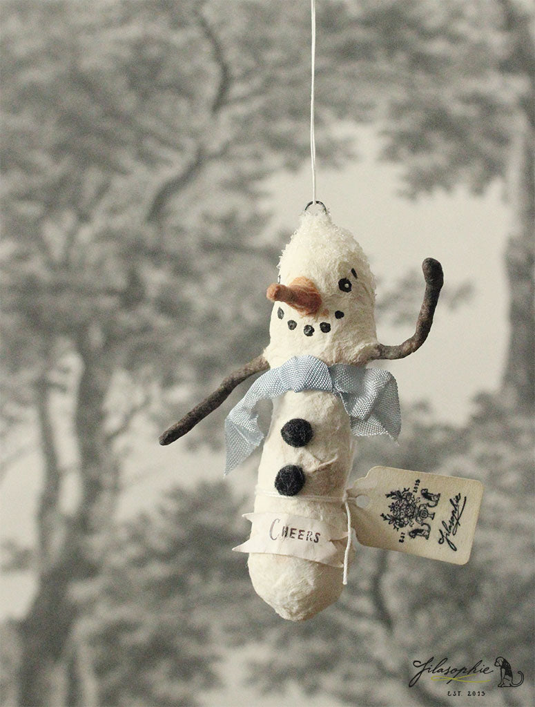 Spun Cotton Winter Ornament Snowman 