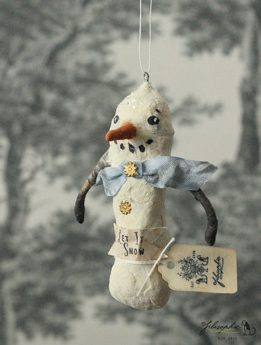 Spun Cotton Winter Ornament Snowman 