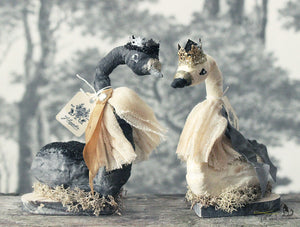 Filasophie Handmade Spun Cotton Ornaments Wedding Swans