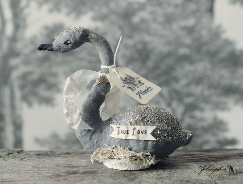 Grey Swan Spun Cotton Figurine