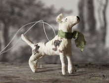 Laden Sie das Bild in den Galerie-Viewer, Spun Cotton Ornament Dog Terrier with Green Ribbon